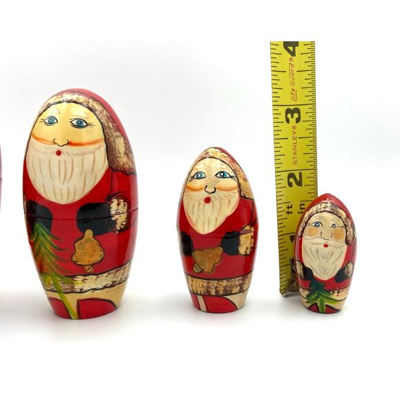 Vintage Santa Claus Wooden Nesting Dolls Set of 5 - READ - Picture 14 of 14